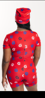 G Print Romper (Red) - Image 3