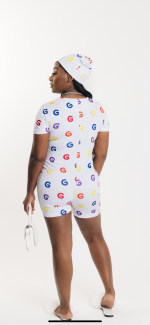 G Print Romper (White) - Image 3